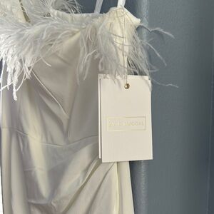 Mac Duggal Cream One-Shoulder Cocktail Dress Style# A68147